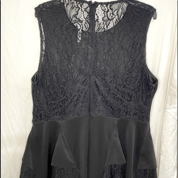 ASOS Curve Scuba Lace Godet Black Mini Dress - Picture 5 of 7